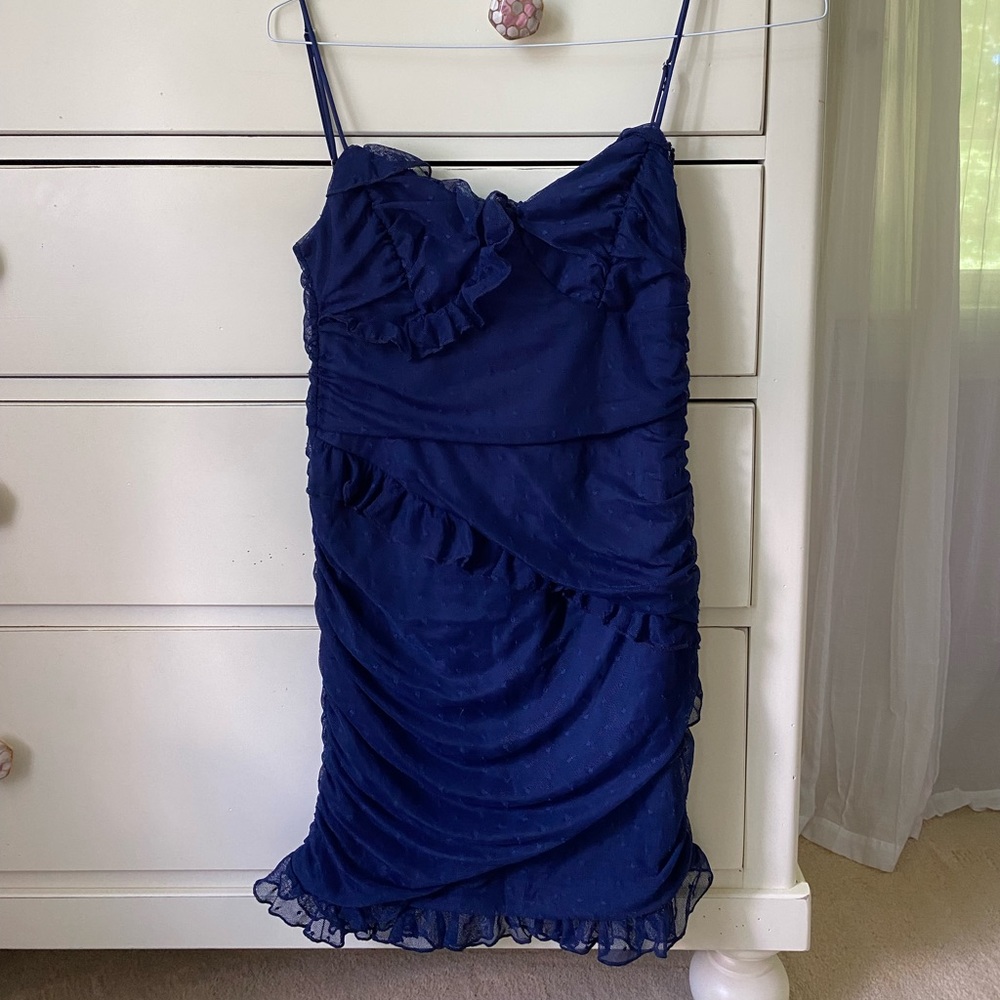 LUCY IN THE SKY - BLUE LACE MINI DRESS